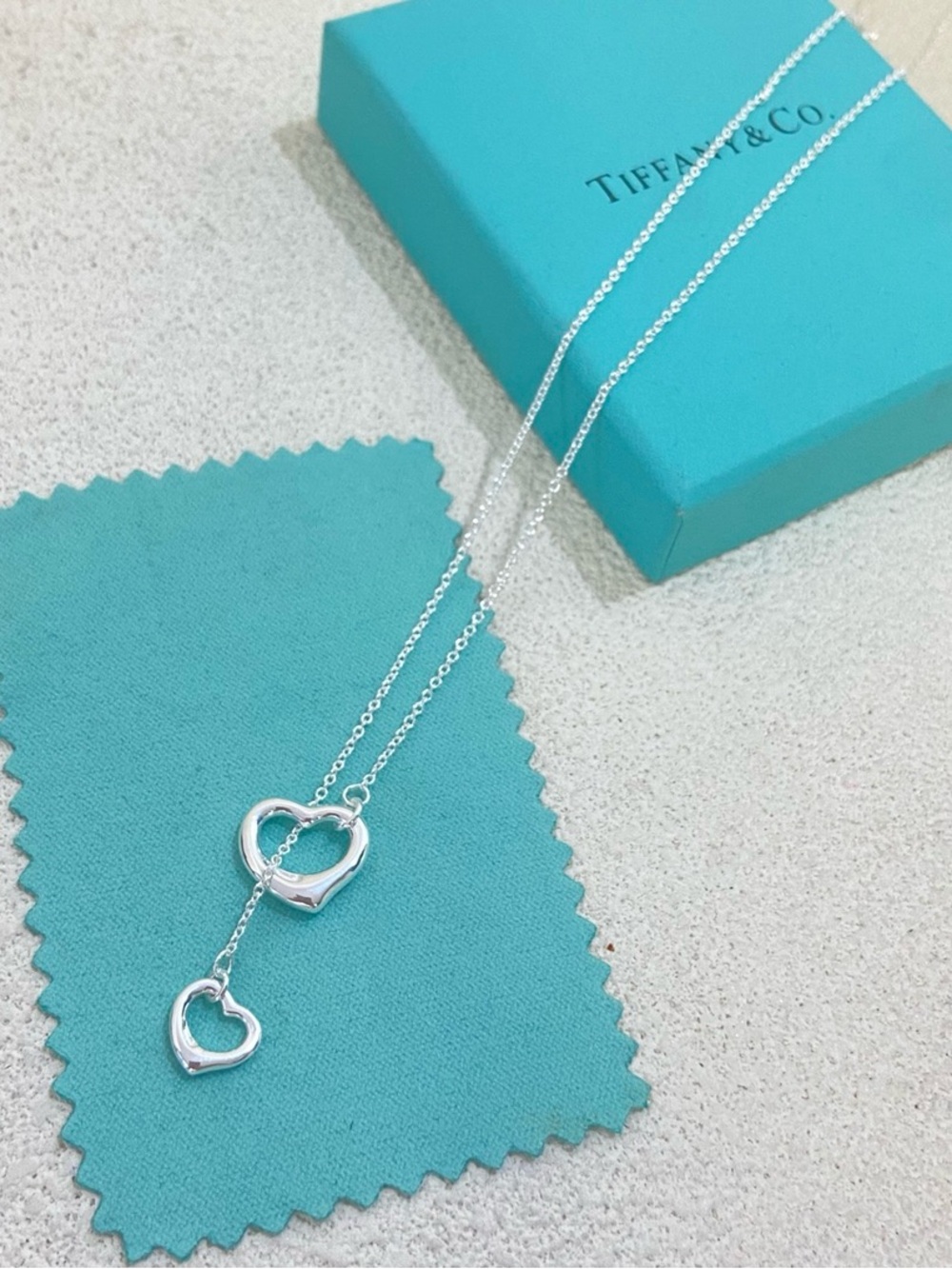 Tiffany & Co. Double Heart Drop Necklace in Silver